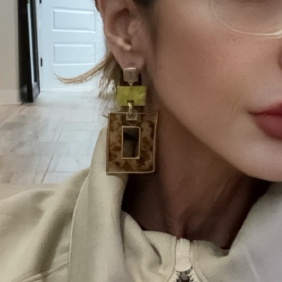 NEW Noir Open Rectangle Drop Earrings - Picture 3 of 8